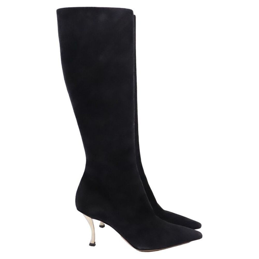 Dior High-Heeled Knee-High Boots in Black Suede
